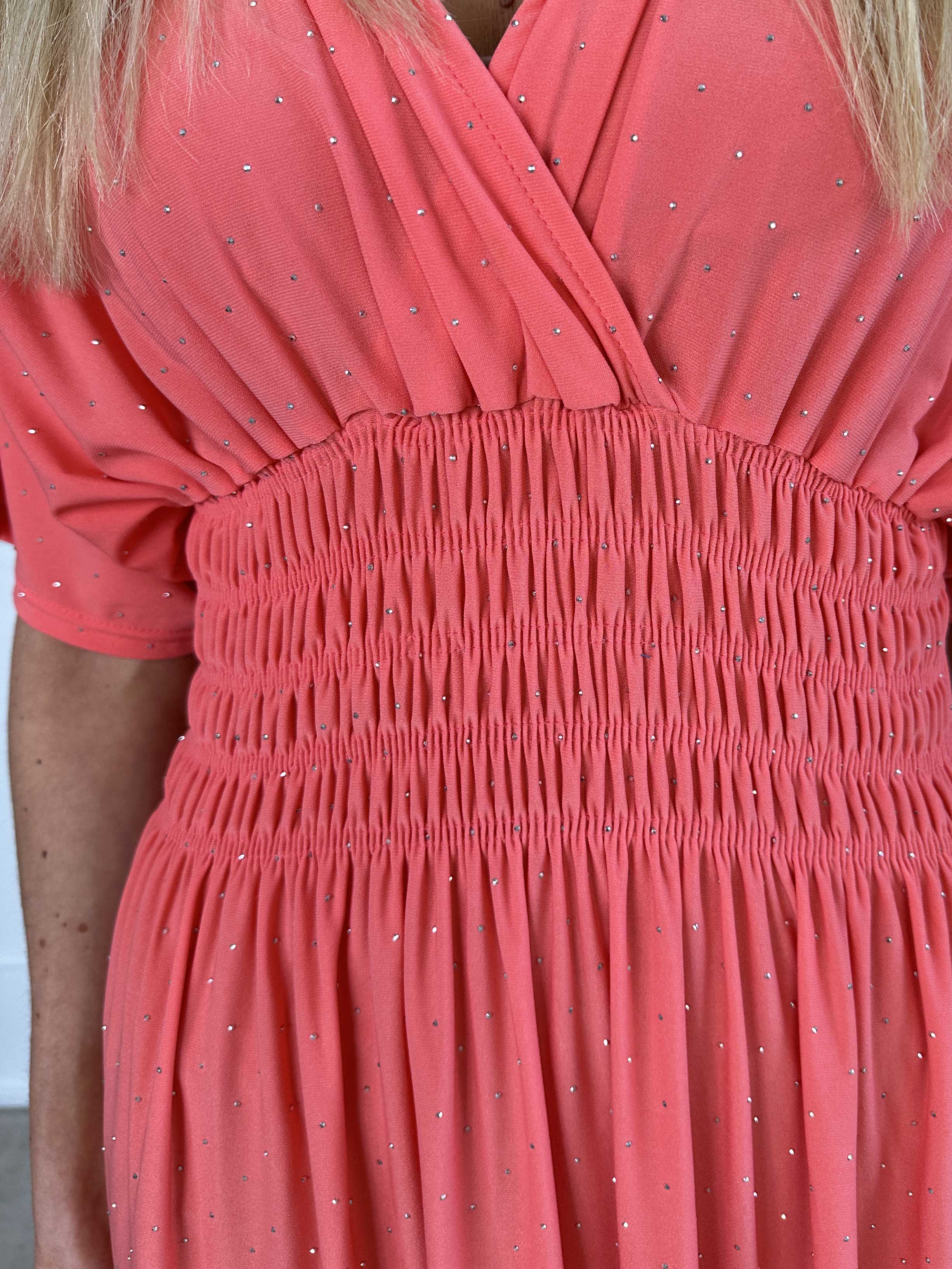 Pams Crystal - Lång plus size stretchklänning med strass